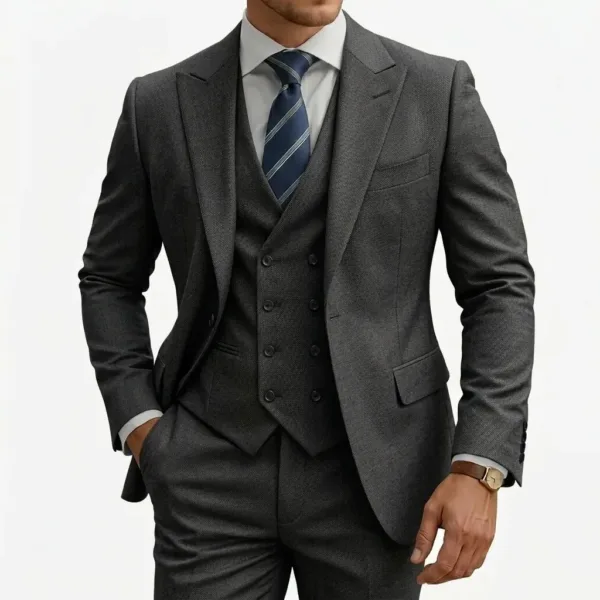 Bllmen 100% Worsted Wool All-Season Three-Piece Suit - 280213 Classic 280g Twill