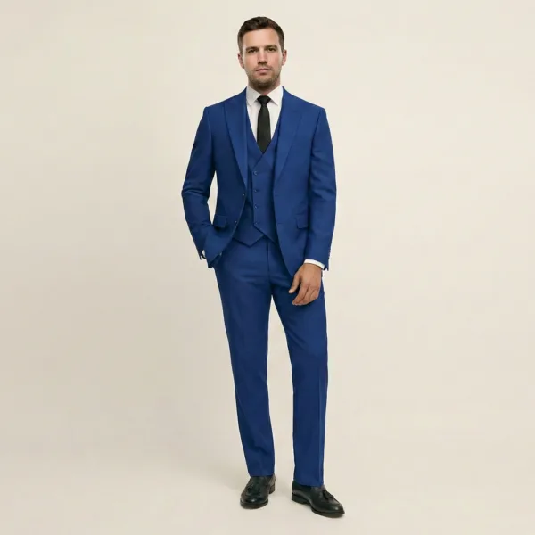Bllmen 100% Worsted Wool All-Season Three-Piece Suit - 280108 Classic 280g Twill