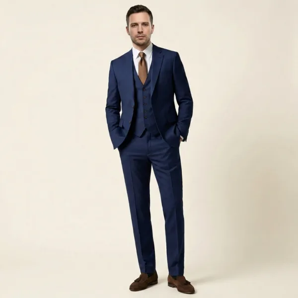 Bllmen 100% Worsted Wool All-Season Three-Piece Suit - 280215 Classic 280g Twill