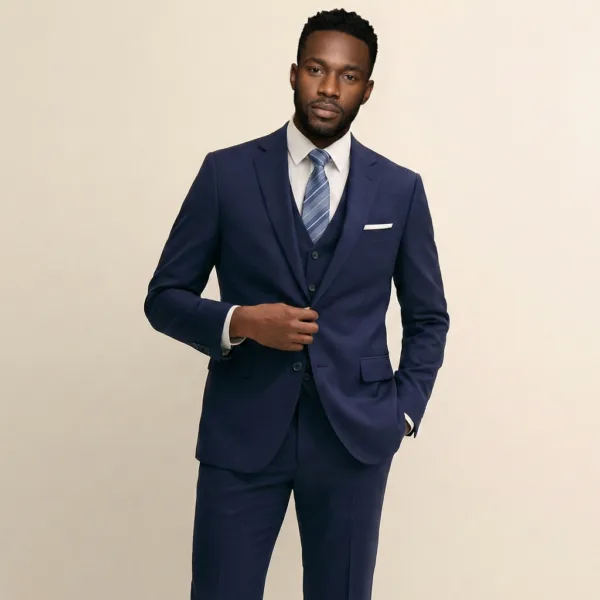 Bllmen 100% Worsted Wool All-Season Three-Piece Suit - 280217 Classic 280g Twill