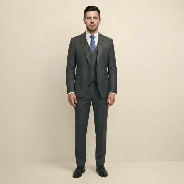 Bllmen 100% Worsted Wool All-Season Three-Piece Suit - 280102 Classic 280g Twill