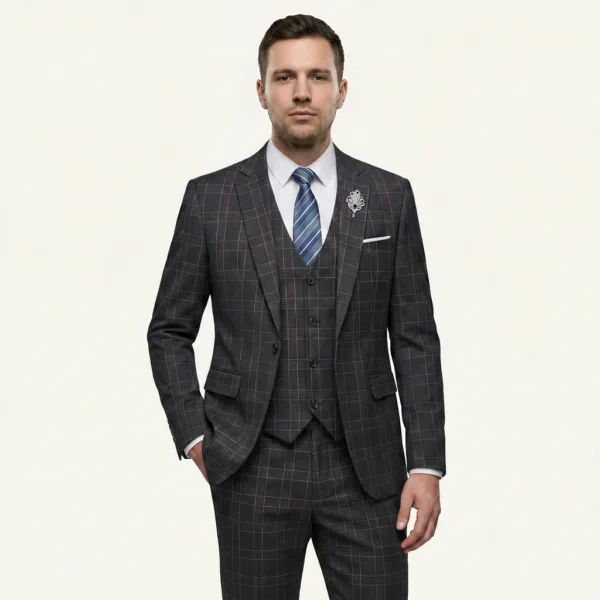 Bllmen 100% Worsted Wool All-Season Three-Piece Suit - 280658 Classic 280g Twill