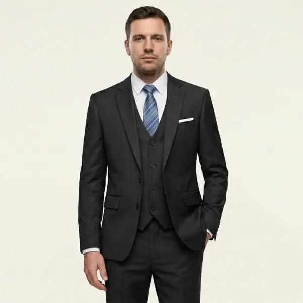 Bllmen 100% Worsted Wool All-Season Three-Piece Suit - 280104 Classic 280g Twill