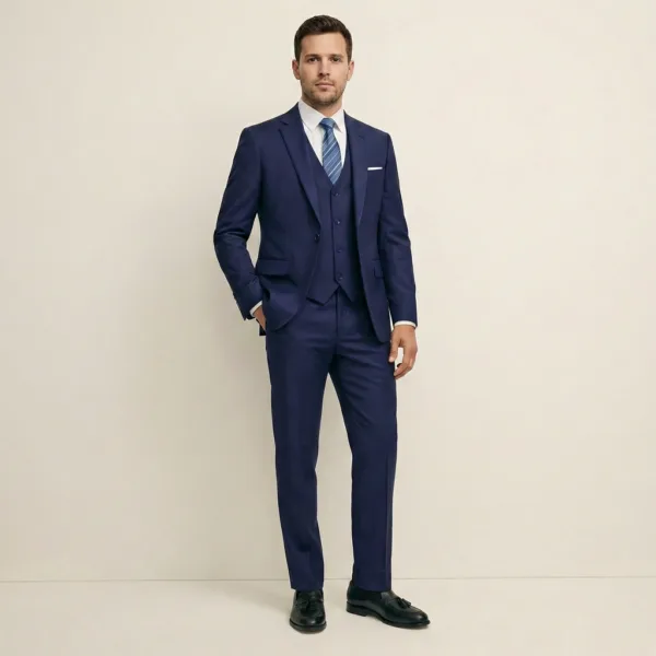Bllmen 100% Worsted Wool All-Season Three-Piece Suit - 280110 Classic 280g Twill