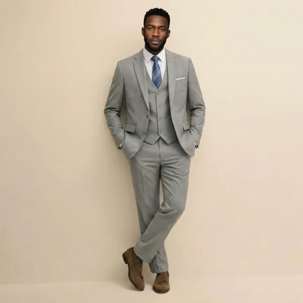 Bllmen 100% Worsted Wool All-Season Three-Piece Suit - 280101 Classic 280g Twill