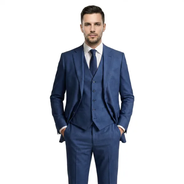 Bllmen 100% Worsted Wool All-Season Three-Piece Suit - 2035 Classic 280g Twill